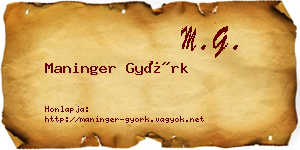 Maninger Györk névjegykártya